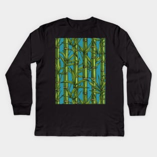 Bamboo forest on blue Kids Long Sleeve T-Shirt